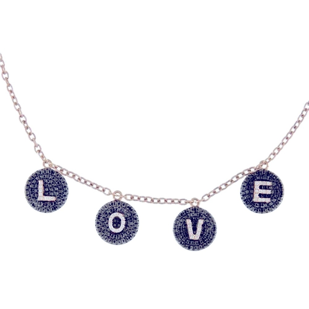 Bettina Javaheri black diamond rose gold love necklace RARE - Picture 2 of 16